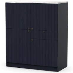 Chester Buffetschrank - 4 Türen und 1 Schublade - Indigo/Marmor