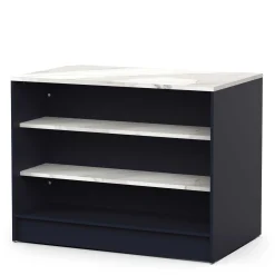 Chester Kücheninsel - 120x75x92cm - indigo/marmor