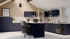 Chester Küchenschrank - 3 Türen und 1 Schublade - Indigo/Marmor