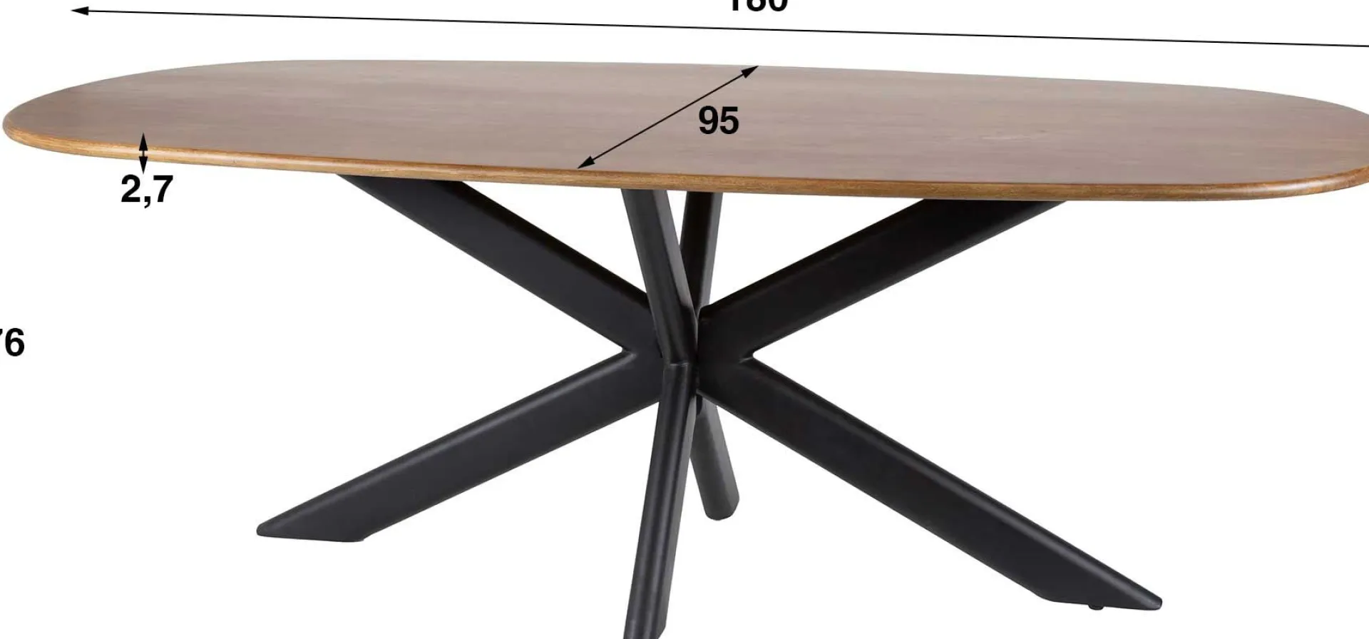 Emob Cliff Oval Tube 180 cm Esstisch (Sand)