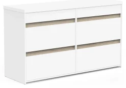 Clyde Kommode - mit 6 Schubladen - Dekor Weiß/Eiche