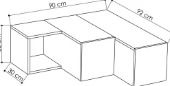 Compact TV-Ständer | 100 % MELAMIN | Weiß, Eiche