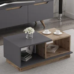 Emob Consept Couchtisch | 100 % MELAMIN | Anthrazit, Eiche