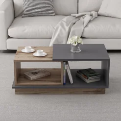Emob Consept Couchtisch | 100 % MELAMIN | Anthrazit, Eiche