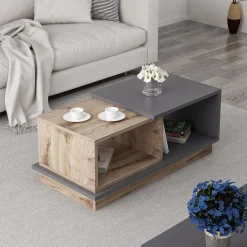 Emob Consept Couchtisch | 100 % MELAMIN | Anthrazit, Eiche