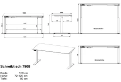 Germania Cornel Elektrisch verstellbarer Schreibtisch - 160x80x72cm - hellgrau