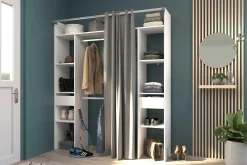 Corrida Offener Kleiderschrank - 176x48x203cm - mit Vorhang - weiß