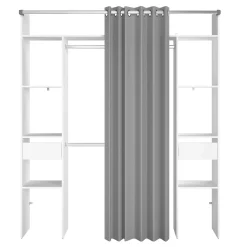 Corrida Offener Kleiderschrank - 176x48x203cm - mit Vorhang - weiß