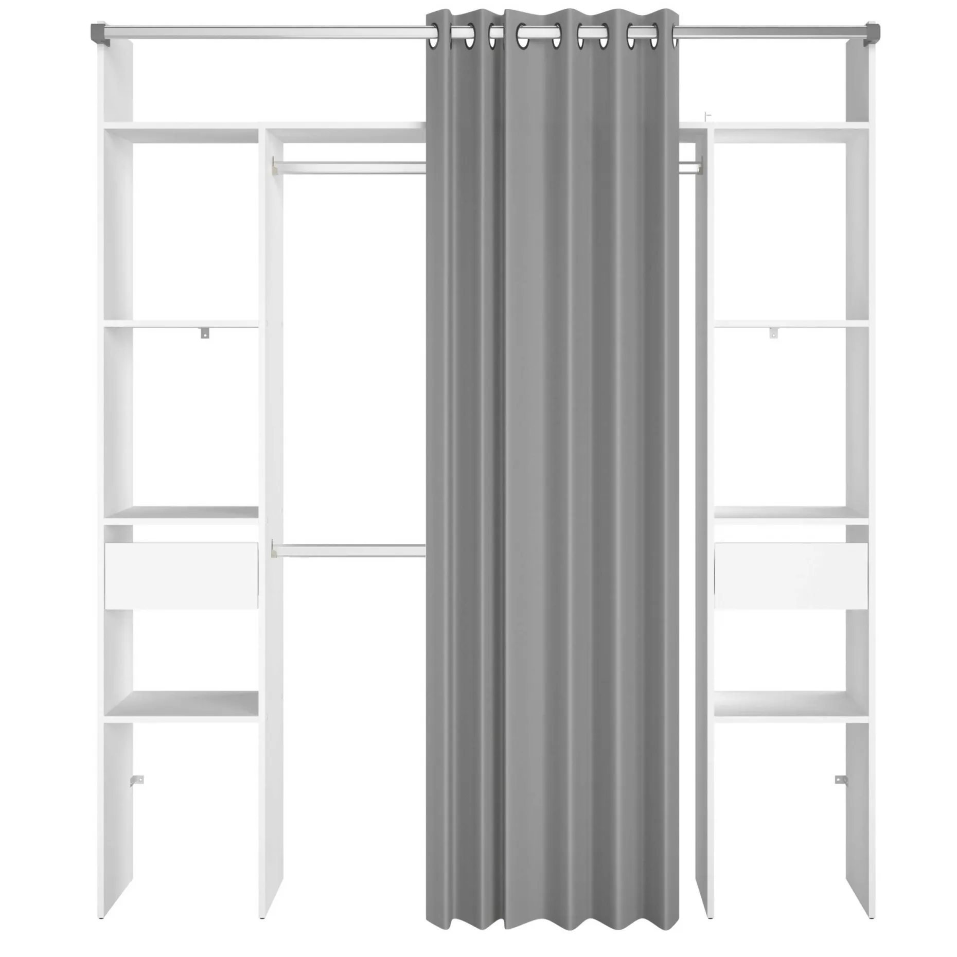 Corrida Offener Kleiderschrank - 176x48x203cm - mit Vorhang - weiß