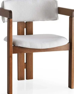 Emob CO - 011 Stuhl | LEINENSTOFF / SCHICHTWERK | Creme Walnuss