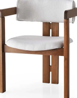 Emob CO - 011 Stuhl | LEINENSTOFF / SCHICHTWERK | Creme Walnuss