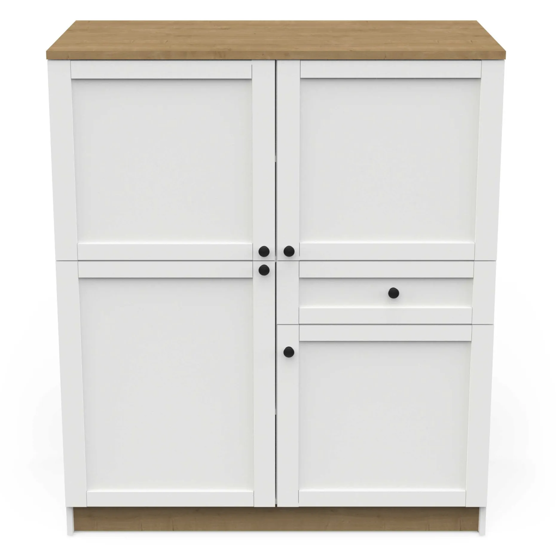 Cottage Buffetschrank - 4 Türen und 1 Schublade - weiß