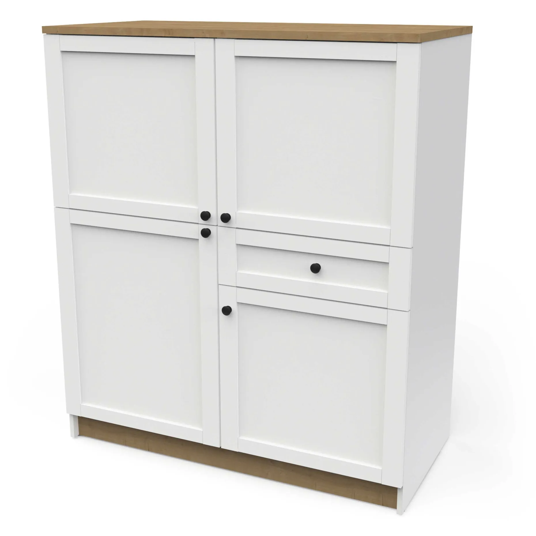 Cottage Buffetschrank - 4 Türen und 1 Schublade - weiß