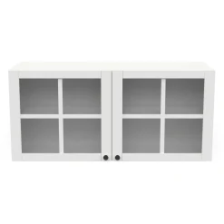 Cottage Hängeschrank - 120x37x55cm - 2 Türen aus Glas - weiß