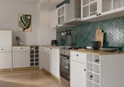 Cottage Küchenunterschrank - 3 Türen und 1 Schublade - Dekor Weiß/Eiche