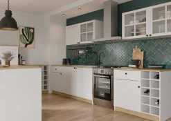 Cottage Küchenunterschrank - 3 Türen und 1 Schublade - Dekor Weiß/Eiche