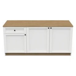 Cottage Küchenunterschrank - 3 Türen und 1 Schublade - Dekor Weiß/Eiche