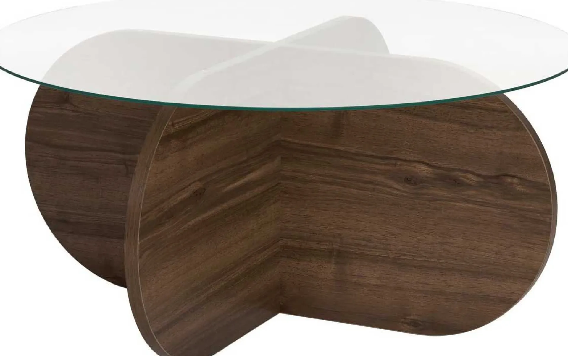 Emob Couchtisch Aeris - 100% TEMPERED GLASS - Walnuss - 35 x 75 x 75 cm