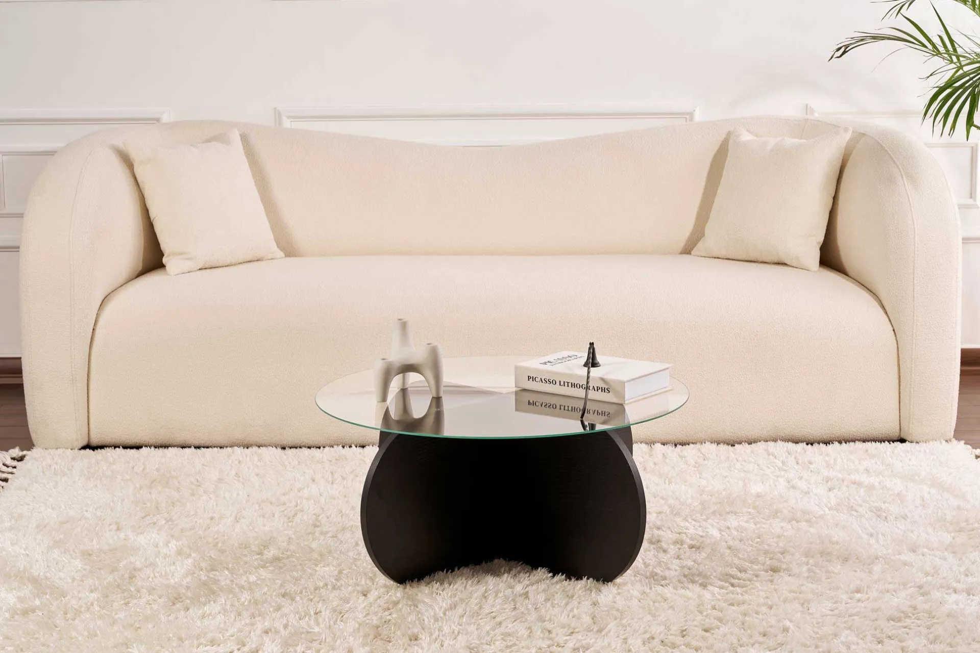 Emob Couchtisch Aeris - 100% TEMPERED GLASS - Holzschwarz - 35 x 75 x 75 cm
