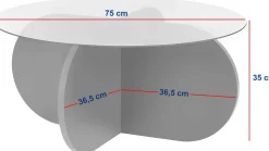 Emob Couchtisch Aeris - 100% TEMPERED GLASS - Holzschwarz - 35 x 75 x 75 cm