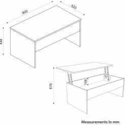 Emob Couchtisch Akilli - 90x52x45cm - mit Ablage - Travertin