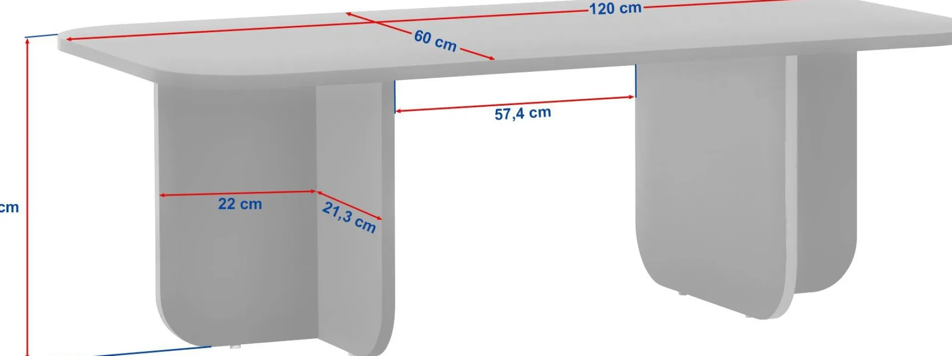 Emob Couchtisch Akira - 100% MELAMINE - Walnuss - 41 x 60 x 120 cm