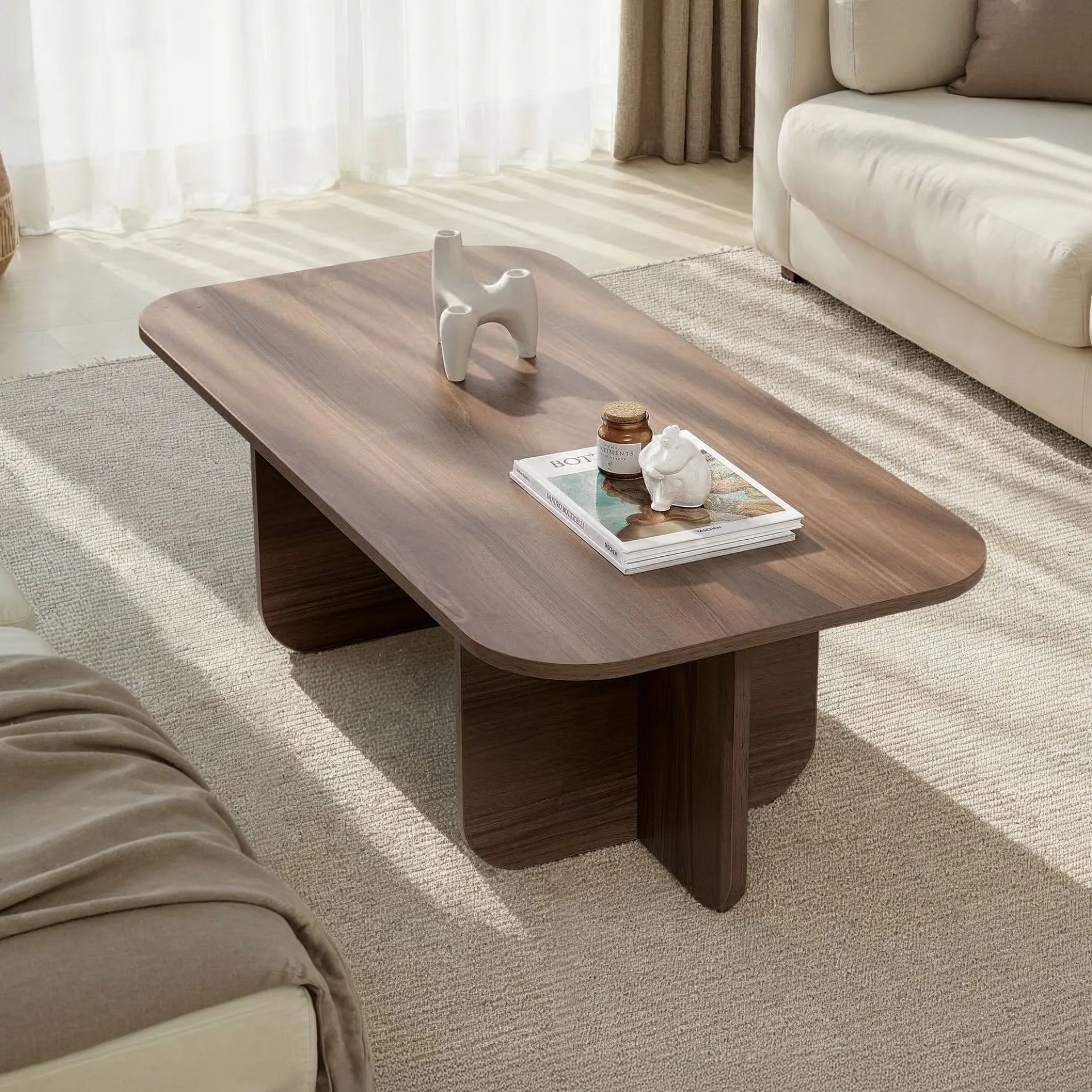 Emob Couchtisch Akira - 100% MELAMINE - Walnuss - 41 x 60 x 120 cm