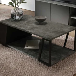 Temahome Couchtisch Albérique 1 offenes Fach und 1 seitliches Ablagefach - Beton/Matt