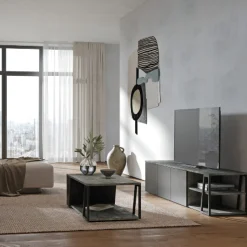 Temahome Couchtisch Albérique 1 offenes Fach und 1 seitliches Ablagefach - Beton/Matt