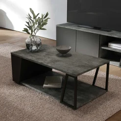 Temahome Couchtisch Albérique 1 offenes Fach und 1 seitliches Ablagefach - Beton/Matt