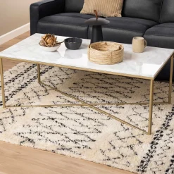 Emob Couchtisch Alisma 120x60cm - weißer Marmor/Gold