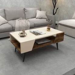 Emob Couchtisch Aren - 100% MELAMINE - Beige - 90 x 38 x 53,6 cm