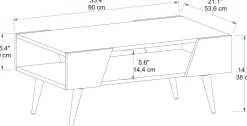 Emob Couchtisch Aren - 100% MELAMINE - Beige - 90 x 38 x 53,6 cm