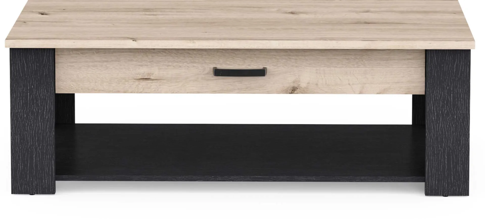 CBA Couchtisch Aubrey - 120x64x41cm - mit Schublade - Eiche Dekor/schwarz