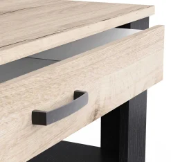 CBA Couchtisch Aubrey - 120x64x41cm - mit Schublade - Eiche Dekor/schwarz