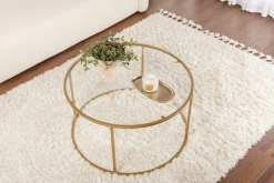 Emob Couchtisch Aurum - 100% TEMPERED GLASS - Gold - 43 x 80 x 80 cm