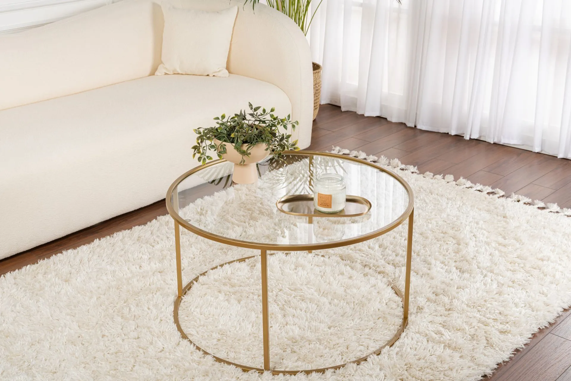 Emob Couchtisch Aurum - 100% TEMPERED GLASS - Gold - 43 x 80 x 80 cm