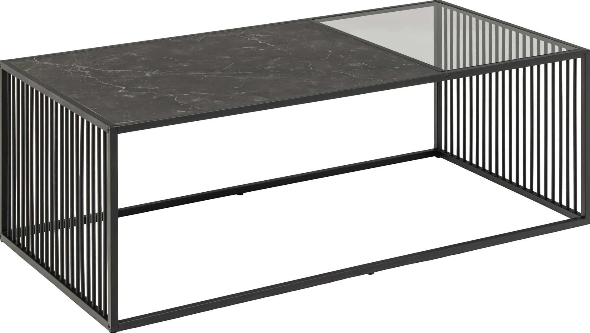 Emob Couchtisch aus Marmor und Glas, Drahtgestell, 120x60cm