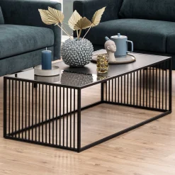 Emob Couchtisch aus Marmor und Glas, Drahtgestell, 120x60cm