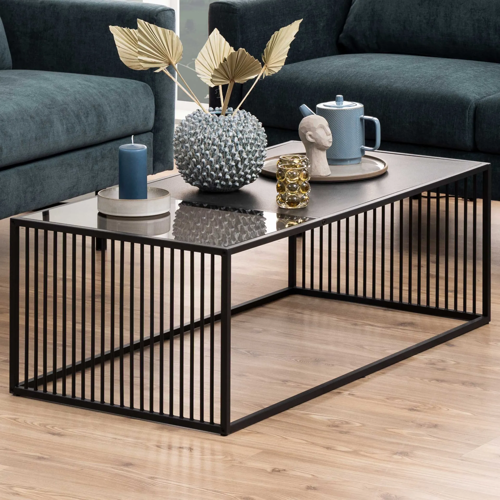 Emob Couchtisch aus Marmor und Glas, Drahtgestell, 120x60cm