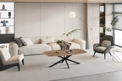 Rousseau Couchtisch Aziz - 130x70x42,5cm - Dänisches Oval - Mangoholz/Schwarz