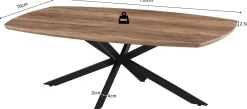 Rousseau Couchtisch Aziz - 130x70x42,5cm - Dänisches Oval - Mangoholz/Schwarz