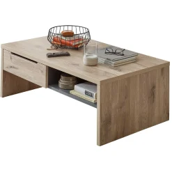 Emob Couchtisch Bellini 110x65cm mit Ablageschublade - Eiche/anthrazit