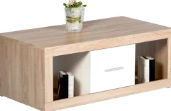Emob Couchtisch Brekalo 115cm mit 2 Schubladen - Eiche/Weiß