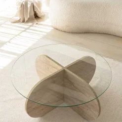 Emob Couchtisch Bubble - 100% MELAMINE - Travertin - 75 x 35 x 75 cm