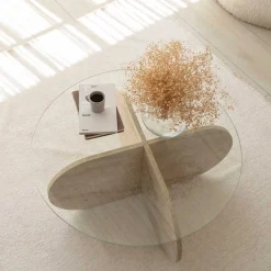 Emob Couchtisch Bubble - 100% MELAMINE - Travertin - 75 x 35 x 75 cm