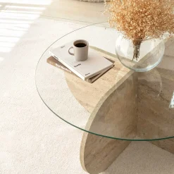 Emob Couchtisch Bubble - 100% MELAMINE - Travertin - 75 x 35 x 75 cm