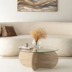 Emob Couchtisch Bubble - 100% MELAMINE - Travertin - 75 x 35 x 75 cm