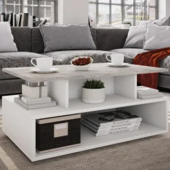 Emob Couchtisch Carlien 4 offene Fächer-/Beton