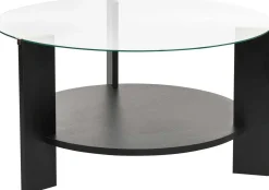 Emob Couchtisch Clara - 100% TEMPERED GLASS - Holzschwarz - 40 x 75 x 75 cm